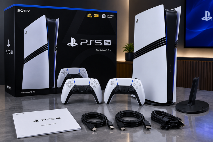 کنسول بازی سونی مدل PlayStation 5 Pro ظرفیت 2 ترابایت ریجن اروپا نسخه دیجیتال به همراه دسته اضافی سفید